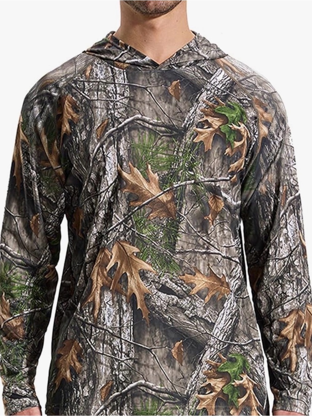 Men's Camo Hooded Long-Sleeve Shirt - Woodland Print
